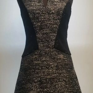 Black Grey Sleeveless Lace Panel A Line Dres